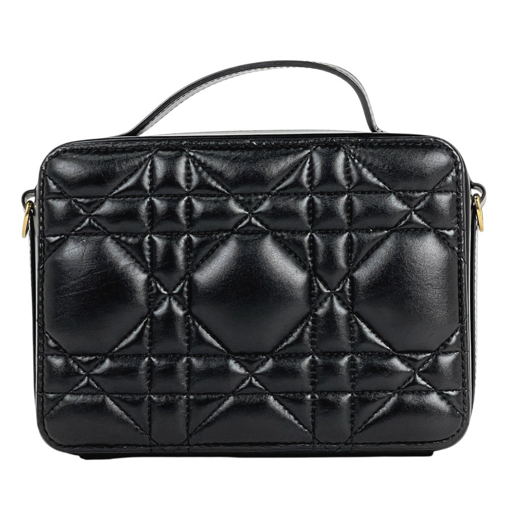 クリスチャンディオール トップハンドル ハンドバッグ カナージュ ポーチ 2WAY ショルダーバッグ ハンドバッグ レザー ブラック レディース 【中古】brbag