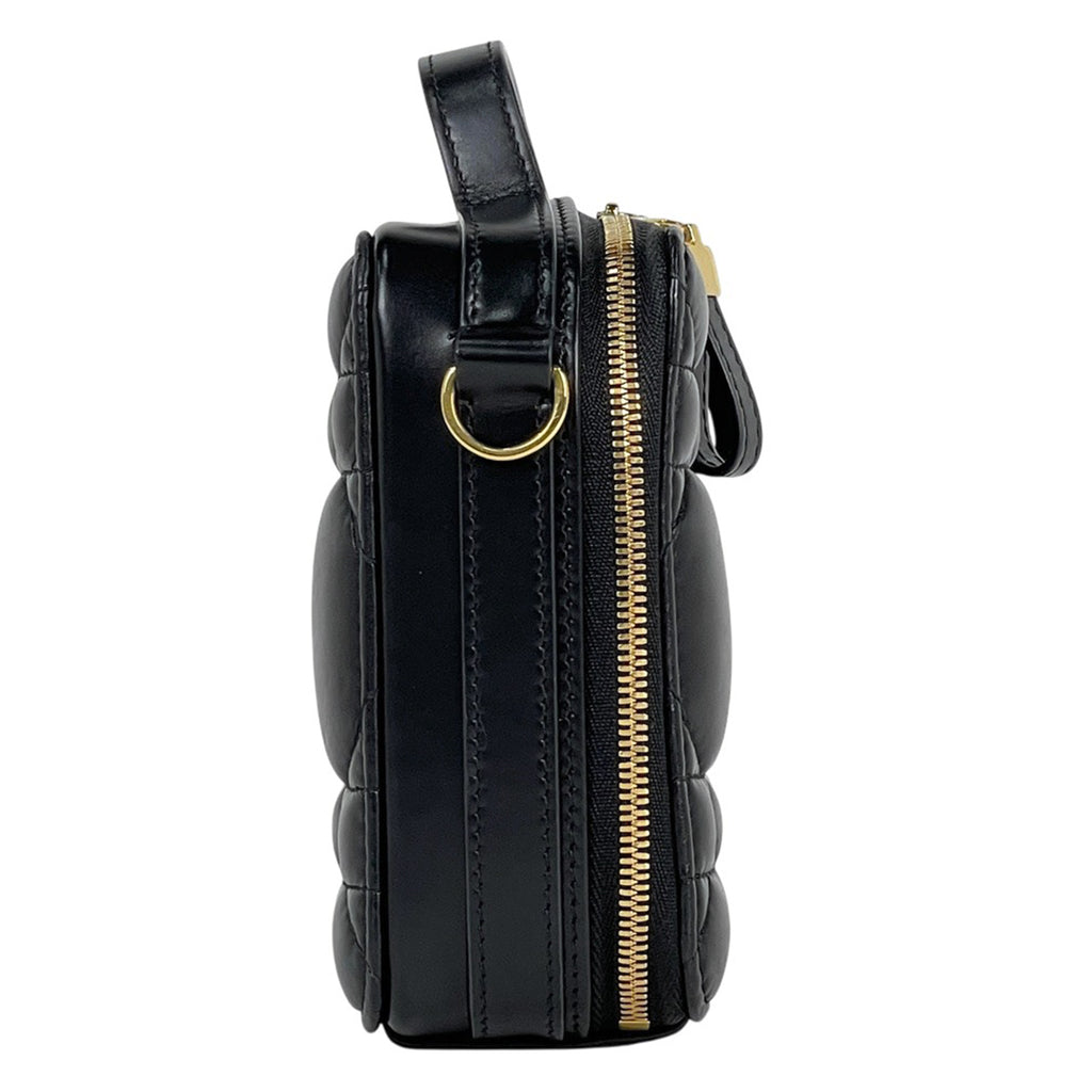 クリスチャンディオール トップハンドル ハンドバッグ カナージュ ポーチ 2WAY ショルダーバッグ ハンドバッグ レザー ブラック レディース 【中古】brbag