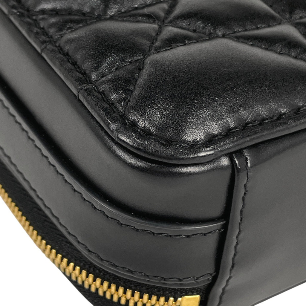 クリスチャンディオール トップハンドル ハンドバッグ カナージュ ポーチ 2WAY ショルダーバッグ ハンドバッグ レザー ブラック レディース 【中古】brbag