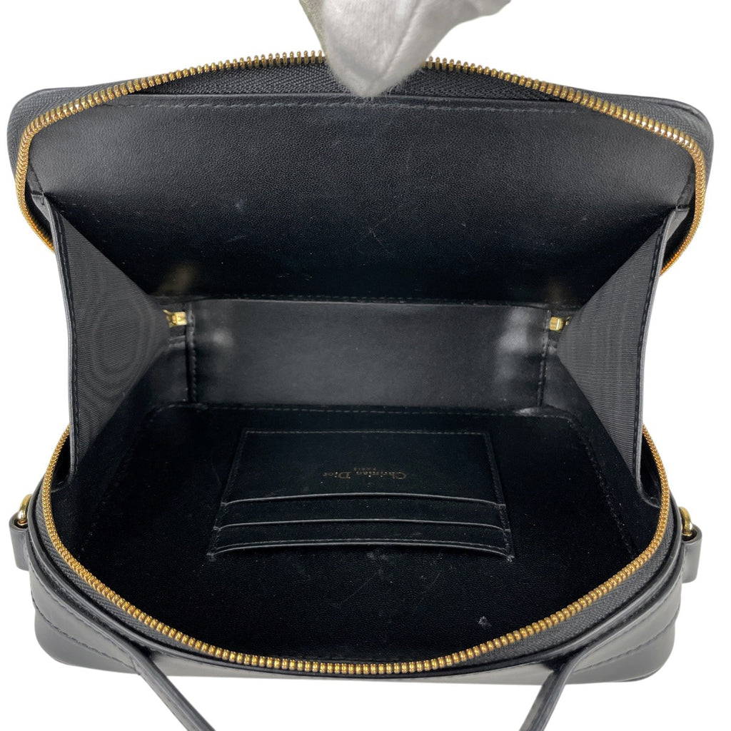 クリスチャンディオール トップハンドル ハンドバッグ カナージュ ポーチ 2WAY ショルダーバッグ ハンドバッグ レザー ブラック レディース 【中古】brbag