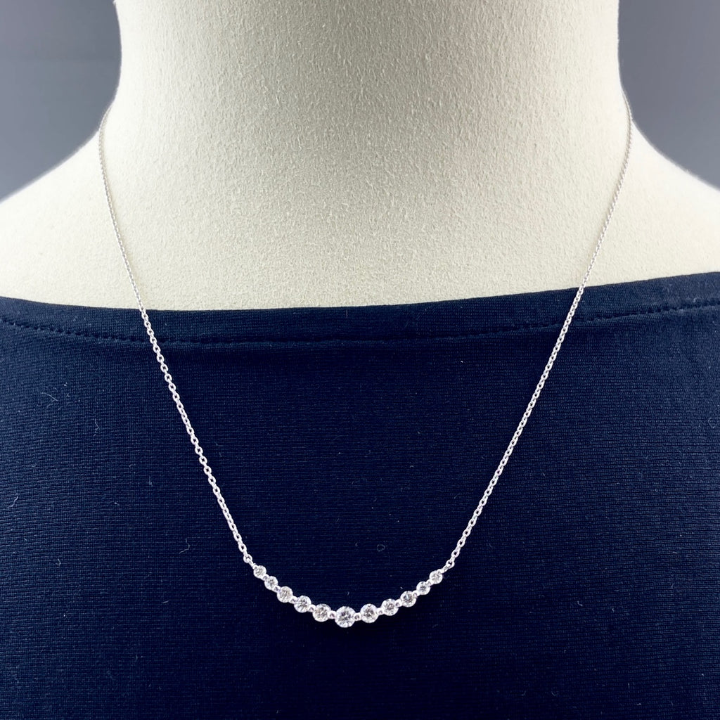 メレダイヤ デザインネックレス WG ホワイトゴールド ペンダント ネックレス K18 WG ダイヤモンド レディース 【中古】nbjwl