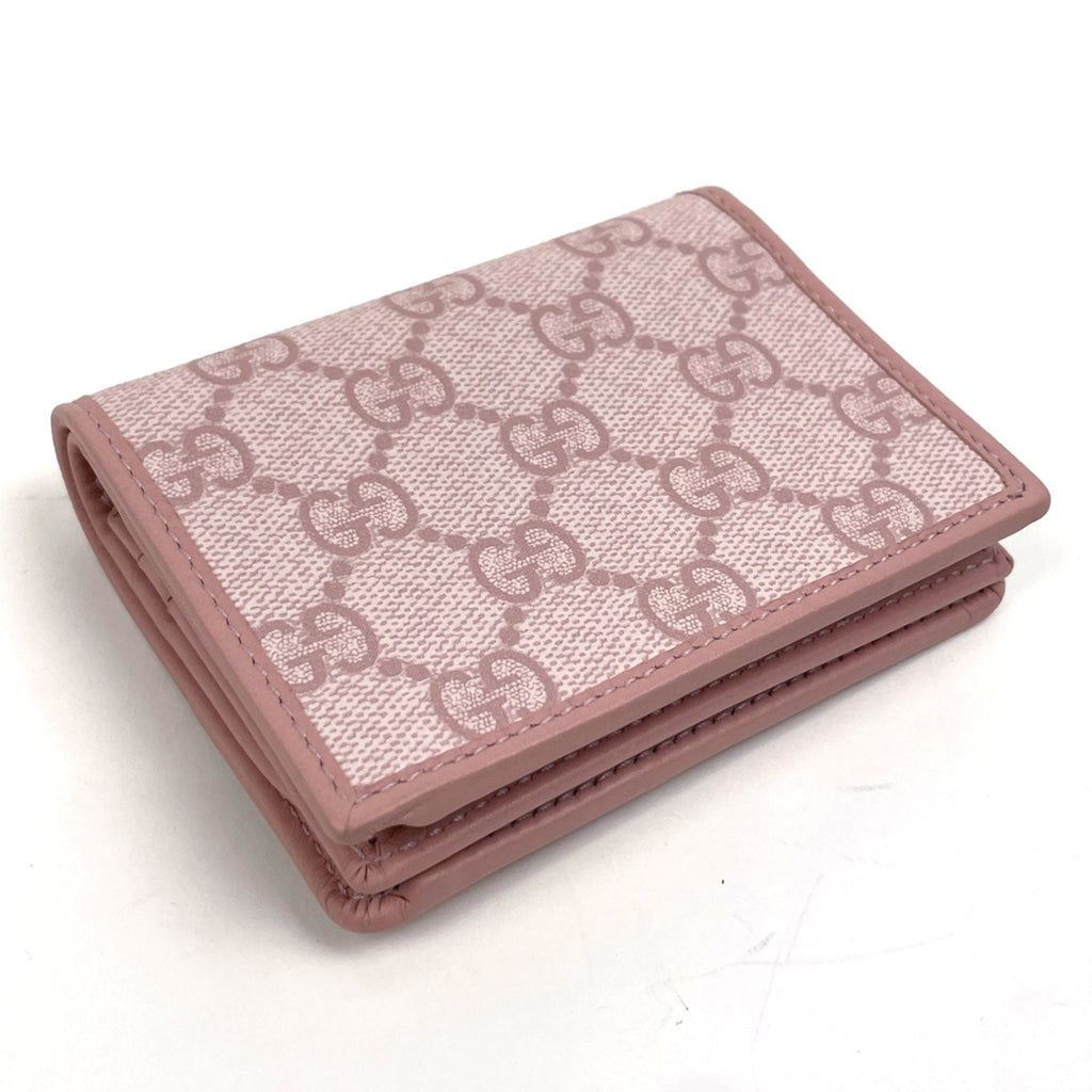 グッチ GGエンブレム スモールウォレット GGパターン コーティング ロゴ GG柄 二つ折り財布 ファブリック ピンク 820692 レディース 【中古】brbag