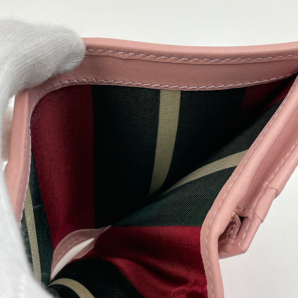 グッチ GGエンブレム スモールウォレット GGパターン コーティング ロゴ GG柄 二つ折り財布 ファブリック ピンク 820692 レディース 【中古】brbag