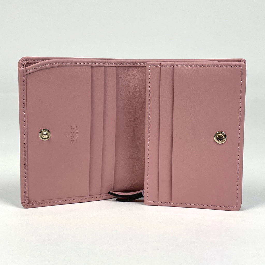 グッチ GGエンブレム スモールウォレット GGパターン コーティング ロゴ GG柄 二つ折り財布 ファブリック ピンク 820692 レディース 【中古】brbag