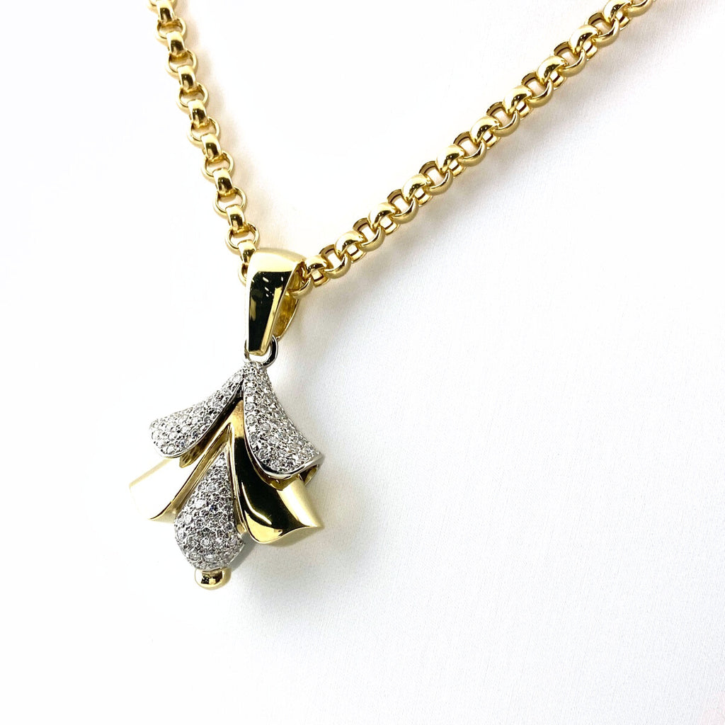 メレダイヤ デザインネックレス YG イエローゴールド ペンダント ネックレス 750 ダイヤモンド レディース 【中古】nbjwl