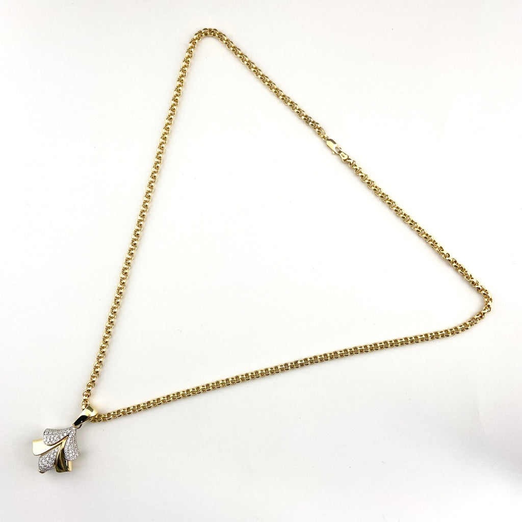 メレダイヤ デザインネックレス YG イエローゴールド ペンダント ネックレス 750 ダイヤモンド レディース 【中古】nbjwl