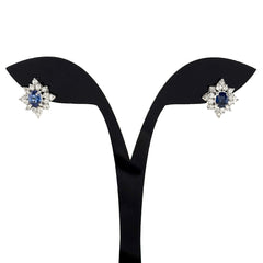 サファイア デザインピアス プラチナ WG ホワイトゴールド メレダイヤ ダイヤモンド ピアス Pt900 K18 WG レディース 【中古】nbjwl