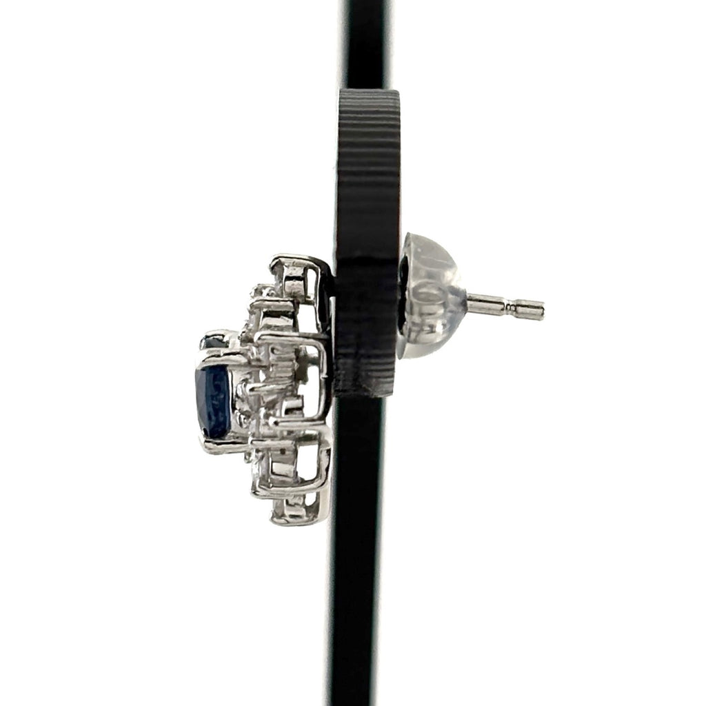 サファイア デザインピアス プラチナ WG ホワイトゴールド メレダイヤ ダイヤモンド ピアス Pt900 K18 WG レディース 【中古】nbjwl