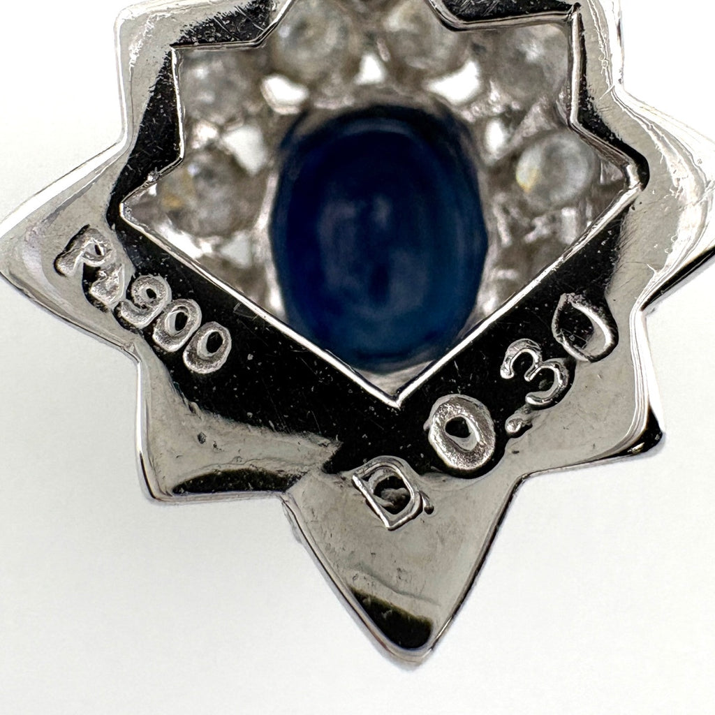 サファイア デザインピアス プラチナ WG ホワイトゴールド メレダイヤ ダイヤモンド ピアス Pt900 K18 WG レディース 【中古】nbjwl