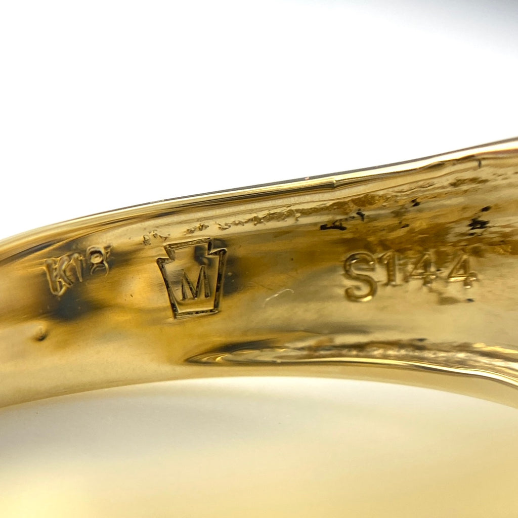 サファイア デザインリング YG イエローゴールド 指輪 メレダイヤ リング 10.5号 K18 サファイア ダイヤモンド レディース 【中古】nbjwl