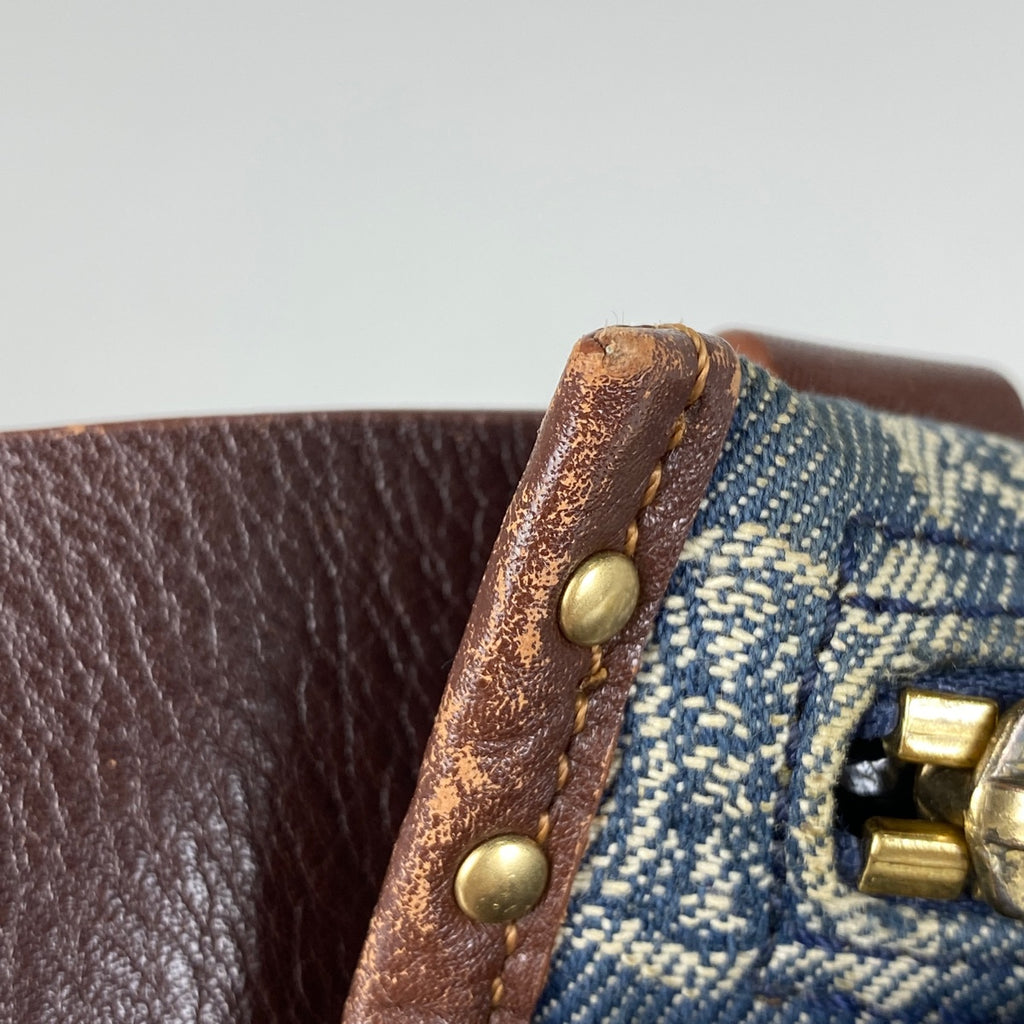 セリーヌ パリマカダム柄 ウエストバッグ ボディバッグ デニム ブルー ブラウン レディース 【中古】brbag