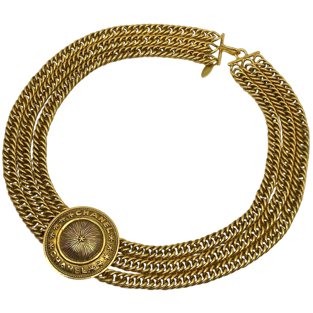 シャネル ロゴ ネックレス 3連 ネックレス GP ゴールド レディース 【中古】bracc