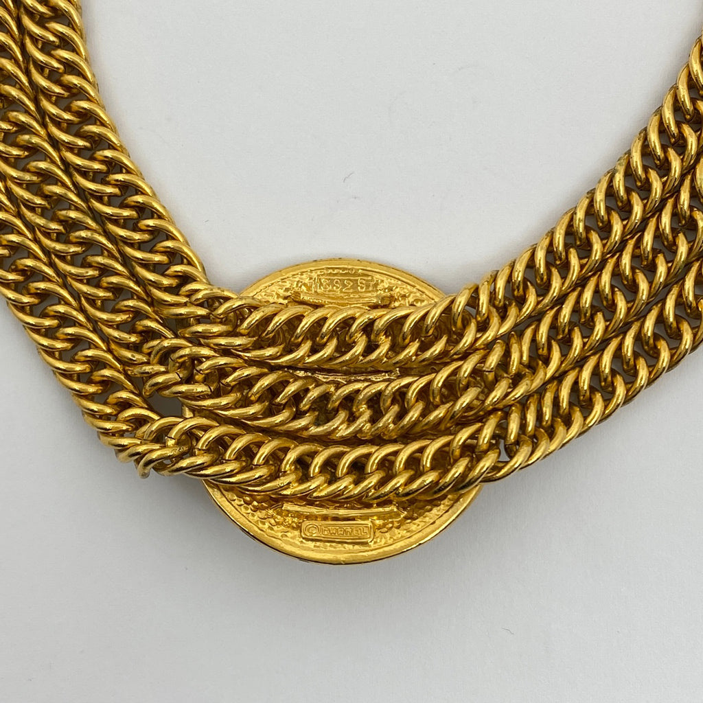 シャネル ロゴ ネックレス 3連 ネックレス GP ゴールド レディース 【中古】bracc