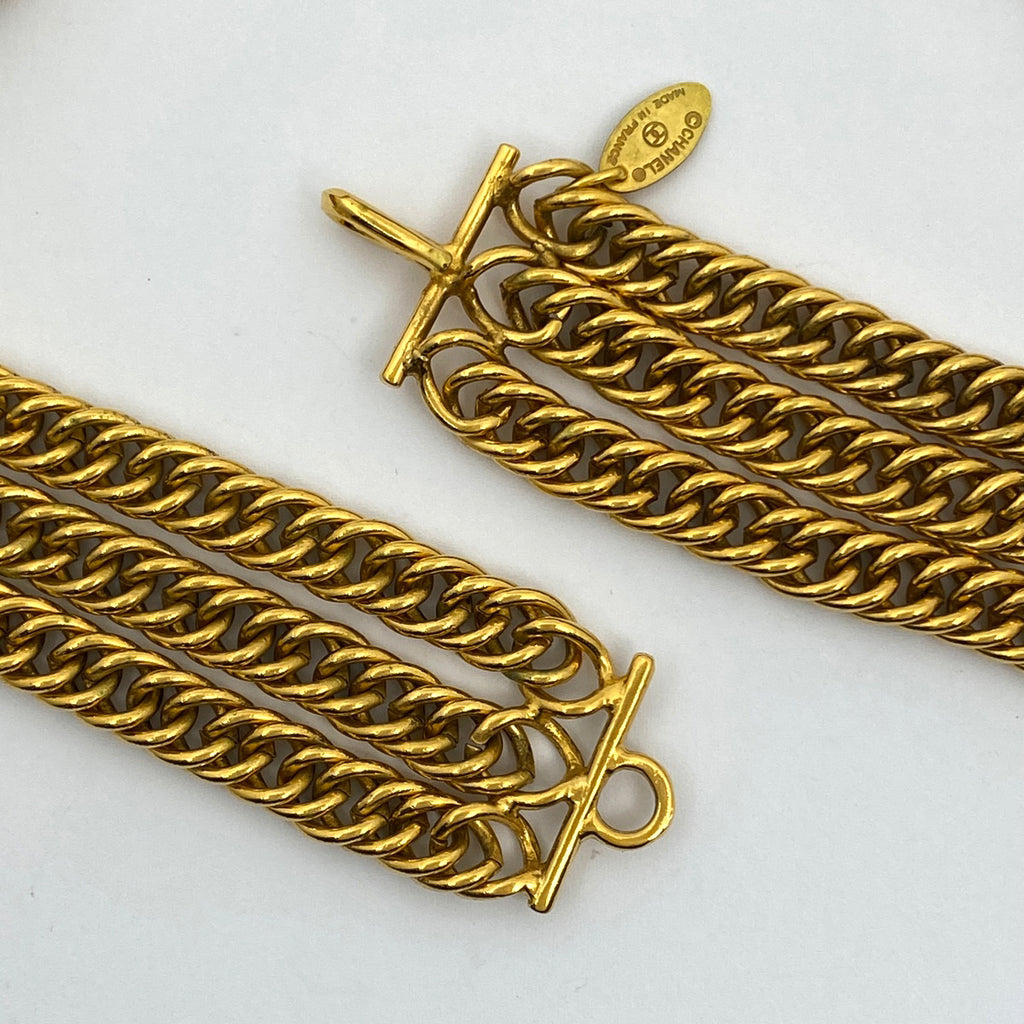 シャネル ロゴ ネックレス 3連 ネックレス GP ゴールド レディース 【中古】bracc