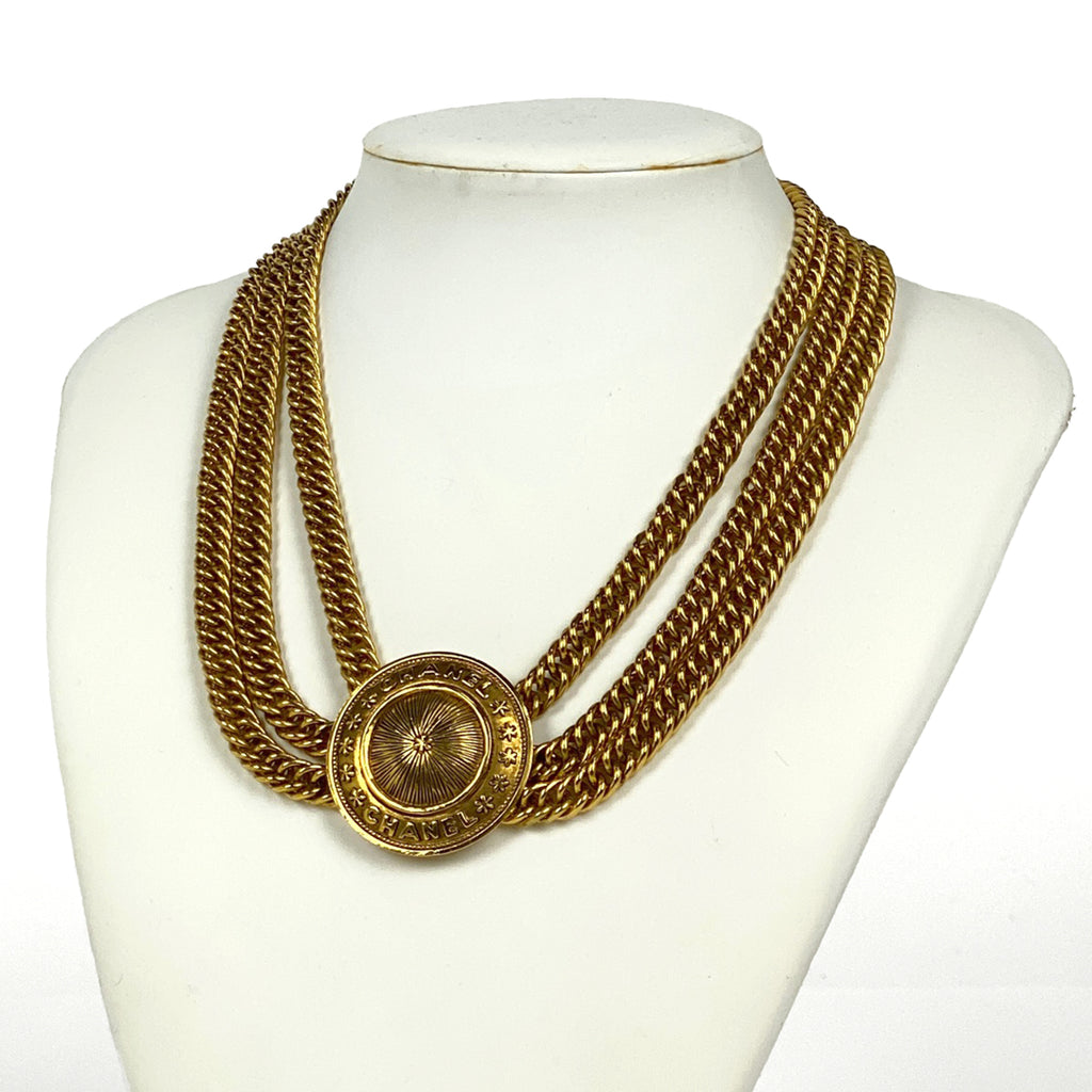 シャネル ロゴ ネックレス 3連 ネックレス GP ゴールド レディース 【中古】bracc