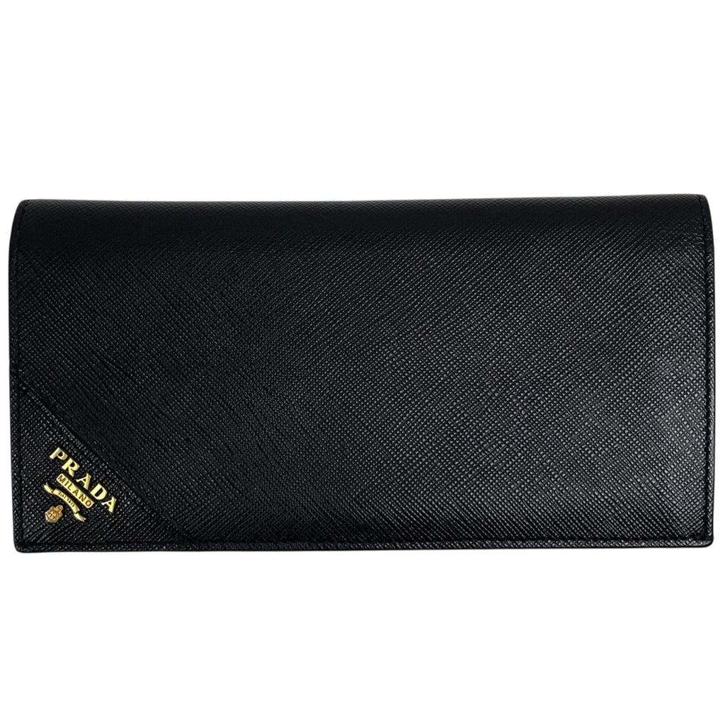 プラダ ロゴ 二つ折り 長財布 ドキュメントホルダー 札入れ 長財布 サフィアーノレザー ネロ(ブラック) 2MV341 メンズ 【中古】brbag