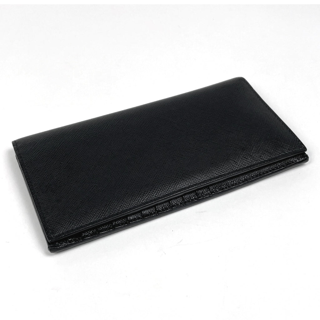 プラダ ロゴ 二つ折り 長財布 ドキュメントホルダー 札入れ 長財布 サフィアーノレザー ネロ(ブラック) 2MV341 メンズ 【中古】brbag