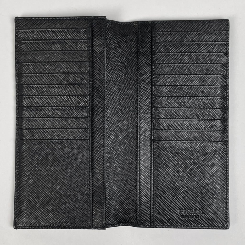 プラダ ロゴ 二つ折り 長財布 ドキュメントホルダー 札入れ 長財布 サフィアーノレザー ネロ(ブラック) 2MV341 メンズ 【中古】brbag