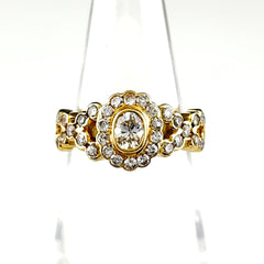 ダイヤモンド デザインリング YG イエローゴールド 指輪 メレダイヤ リング 11号 K18 ダイヤモンド レディース ノンブランドジュエリー 【中古】nbjwl