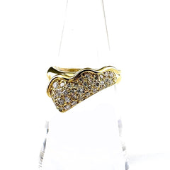 メレダイヤ デザインリング YG イエローゴールド リング 10.5号 K18 ダイヤモンド レディース ノンブランドジュエリー 【中古】nbjwl