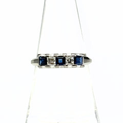 サファイア デザインリング プラチナ 指輪 メレダイヤ リング 16.5号 Pt850 サファイア ダイヤモンド レディース ノンブランドジュエリー 【中古】nbjwl