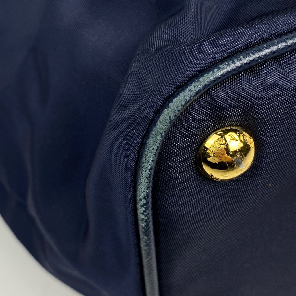 プラダ ロゴ トートバッグ ショルダーバッグ 肩掛け トートバッグ ナイロン ネイビー レディース 【中古】brbag
