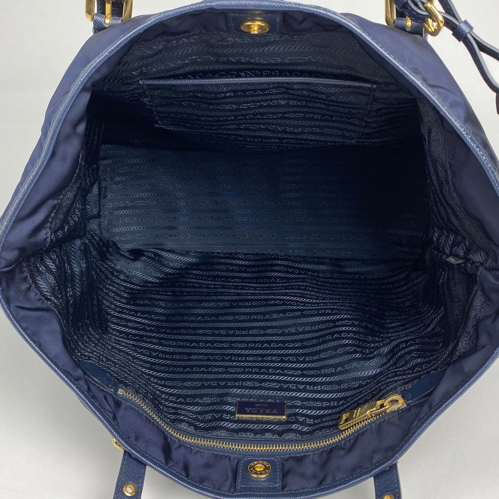 プラダ ロゴ トートバッグ ショルダーバッグ 肩掛け トートバッグ ナイロン ネイビー レディース 【中古】brbag
