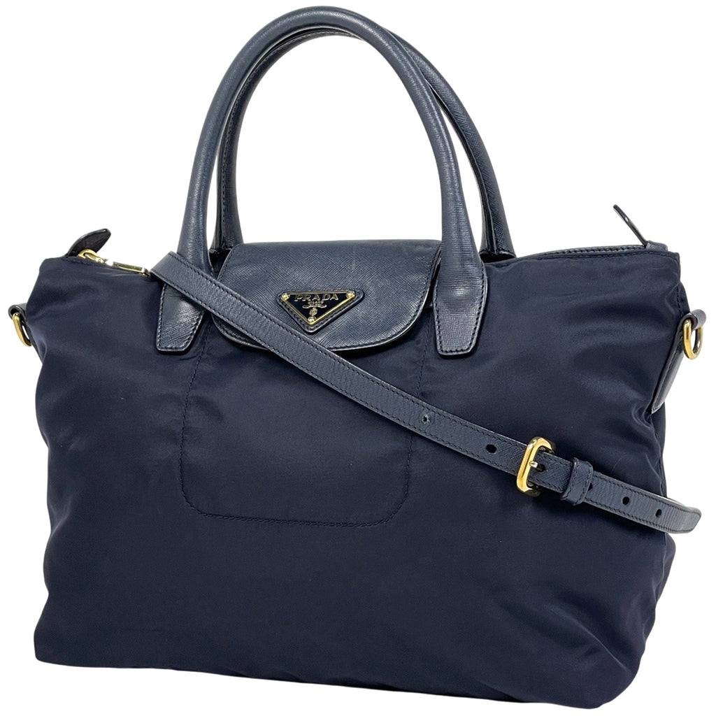 プラダ ロゴプレート ハンドバッグ 2WAY ショルダーバッグ ハンドバッグ ナイロン ネイビー BN2106 レディース 【中古】brbag