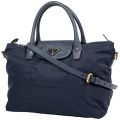 プラダ ロゴプレート ハンドバッグ 2WAY ショルダーバッグ ハンドバッグ ナイロン ネイビー BN2106 レディース 【中古】brbag