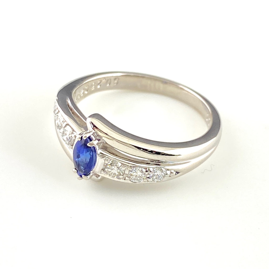 ポーラ サファイア デザインリング プラチナ 指輪 メレダイヤ リング 13号 Pt900 サファイア ダイヤモンド レディース 【中古】brjwl