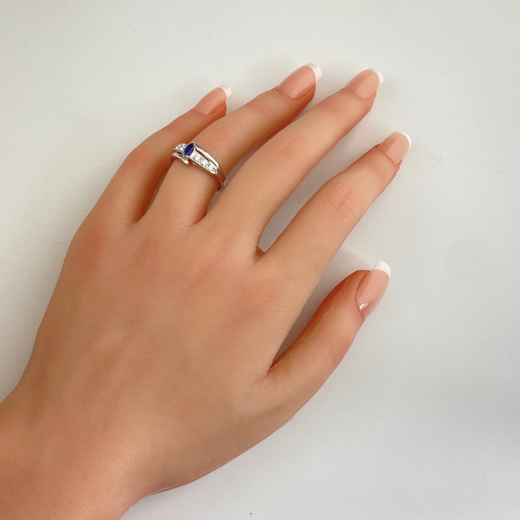 ポーラ サファイア デザインリング プラチナ 指輪 メレダイヤ リング 13号 Pt900 サファイア ダイヤモンド レディース 【中古】brjwl