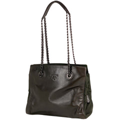 プラダ ロゴ チェーン トートバッグ ショルダーバッグ トートバッグ レザー ブラウン グリーン B4328 レディース 【中古】brbag