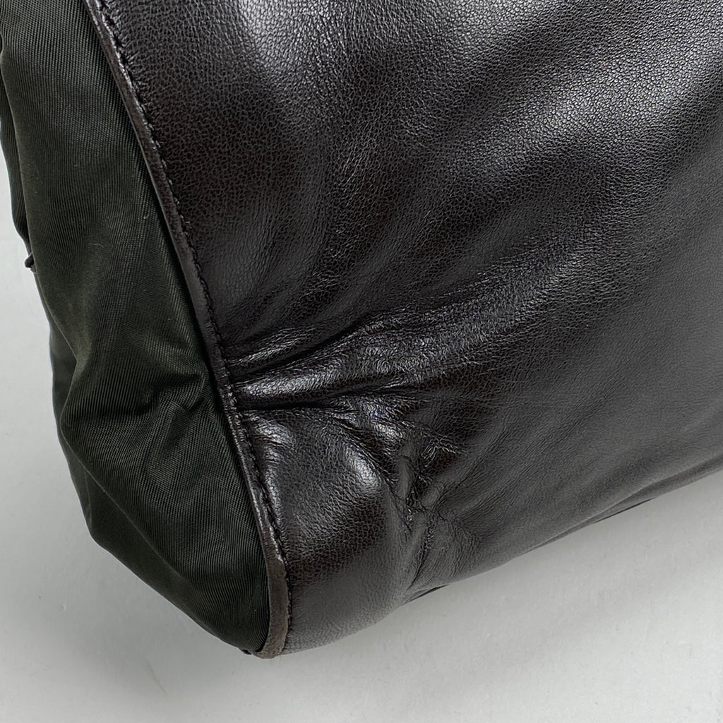 プラダ ロゴ チェーン トートバッグ ショルダーバッグ トートバッグ レザー ブラウン グリーン B4328 レディース 【中古】brbag