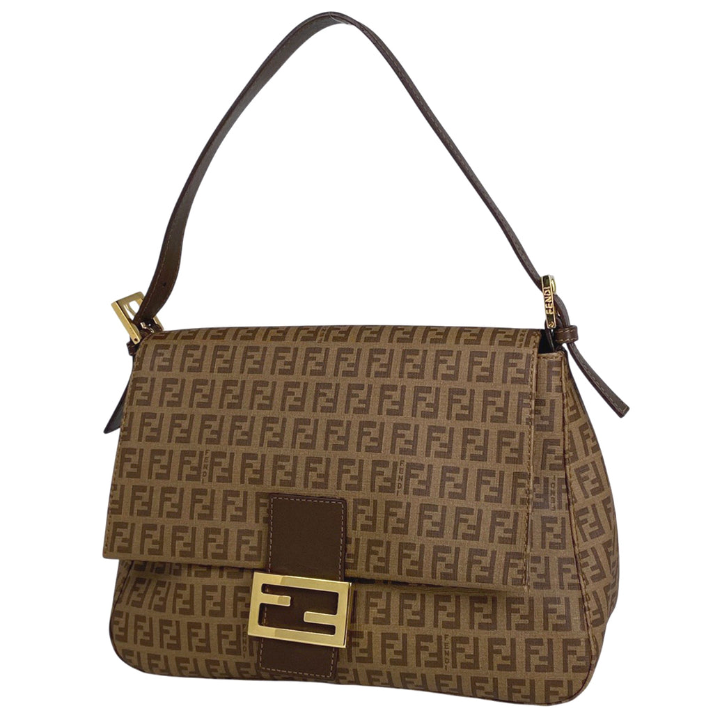 フェンディ ズッキーノ柄 ショルダーバッグ ハンドバッグ ワンショルダー マンマバゲット ショルダーバッグ コーティングキャンバス ブラウン 8BR001 レディース 【中古】brbag