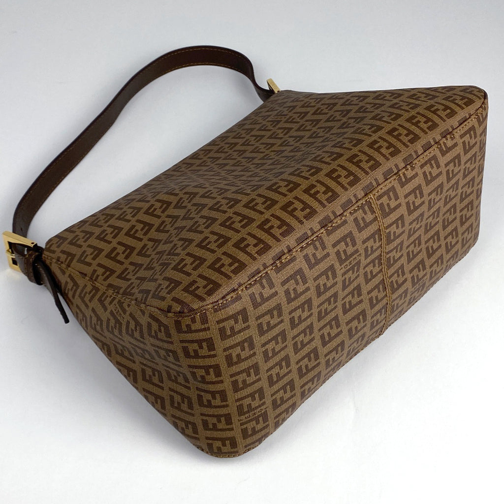 フェンディ ズッキーノ柄 ショルダーバッグ ハンドバッグ ワンショルダー マンマバゲット ショルダーバッグ コーティングキャンバス ブラウン 8BR001 レディース 【中古】brbag