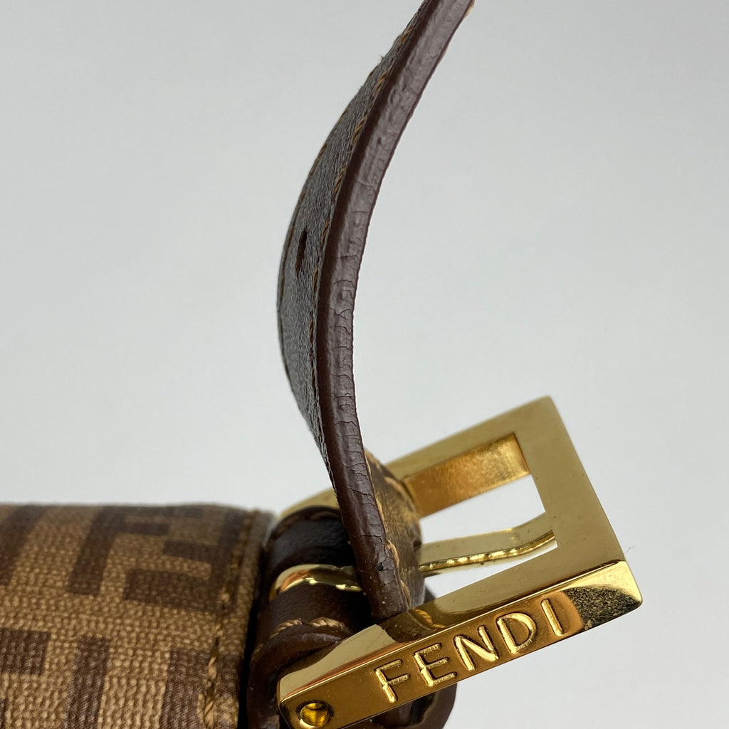 フェンディ ズッキーノ柄 ショルダーバッグ ハンドバッグ ワンショルダー マンマバゲット ショルダーバッグ コーティングキャンバス ブラウン 8BR001 レディース 【中古】brbag