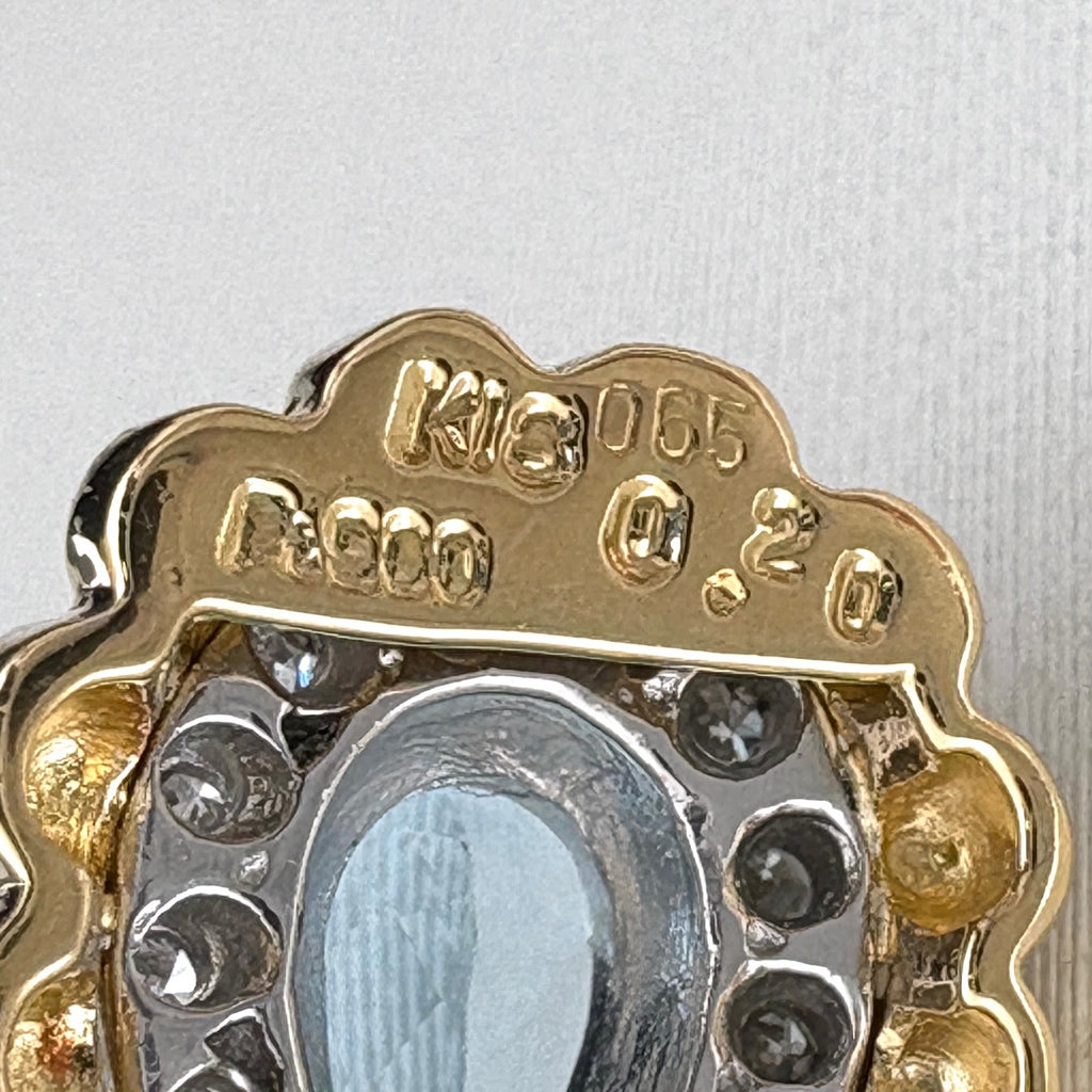 アクアマリン デザインネックレス プラチナ YG イエローゴールド メレダイヤ ペンダント ネックレス Pt900 K18 Pt850 レディース ノンブランドジュエリー 【中古】nbjwl