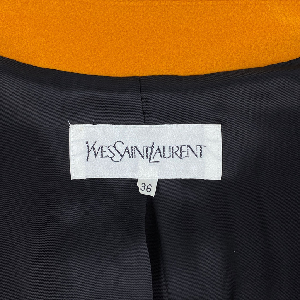 イヴ・サンローラン テーラード コート シングル アウター その他コート 毛 オレンジ レディース 【中古】brapp