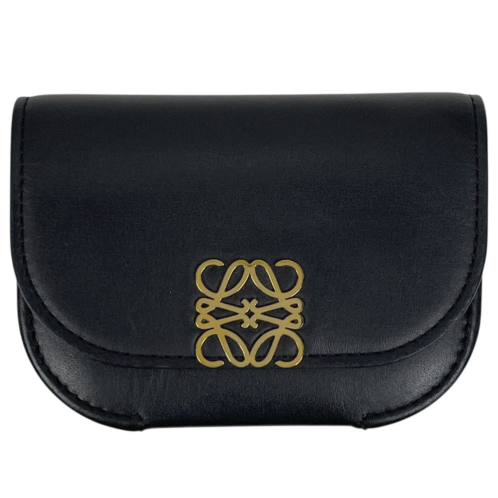 ロエベ ゴヤ カードケース アナグラム カードホルダー 名刺入れ コインケース カードケース レザー ブラック レディース 【中古】brbag