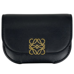 ロエベ ゴヤ カードケース アナグラム カードホルダー 名刺入れ コインケース カードケース レザー ブラック レディース 【中古】brbag