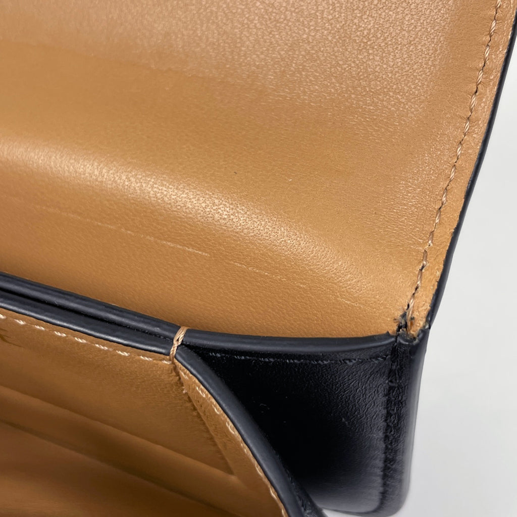 ロエベ ゴヤ カードケース アナグラム カードホルダー 名刺入れ コインケース カードケース レザー ブラック レディース 【中古】brbag