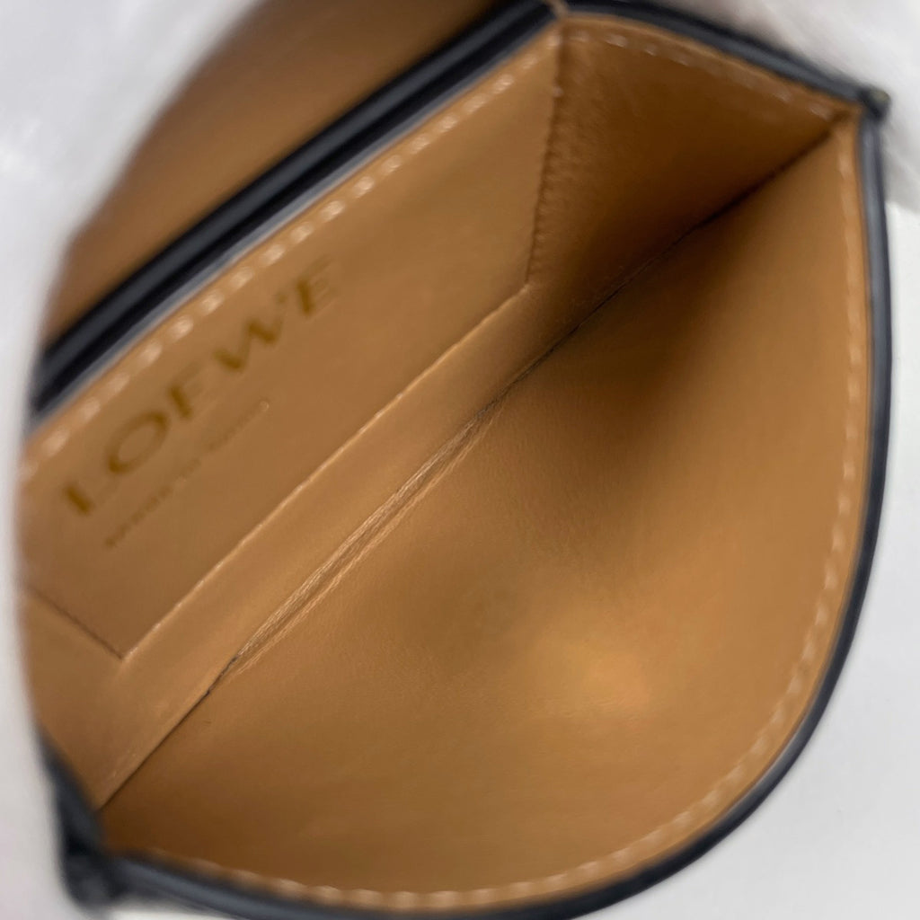 ロエベ ゴヤ カードケース アナグラム カードホルダー 名刺入れ コインケース カードケース レザー ブラック レディース 【中古】brbag