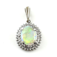 オパール ペンダントトップ Pt900 オパール ダイヤモンド レディース ノンブランドジュエリー 【中古】nbjwl