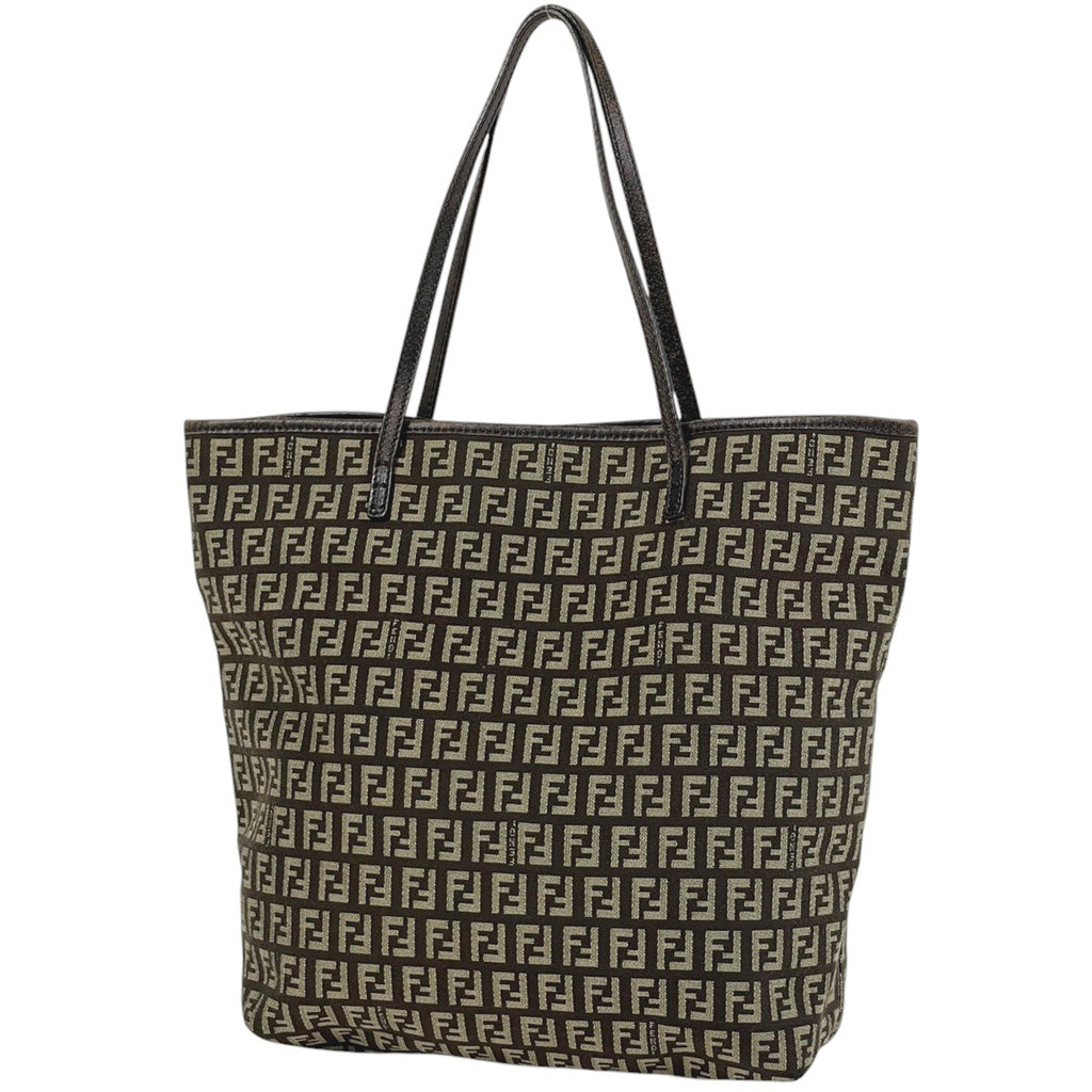 フェンディ ズッキーノ柄 トートバッグ ハンドバッグ トートバッグ キャンバス ブラウン 8BH074 レディース 【中古】brbag