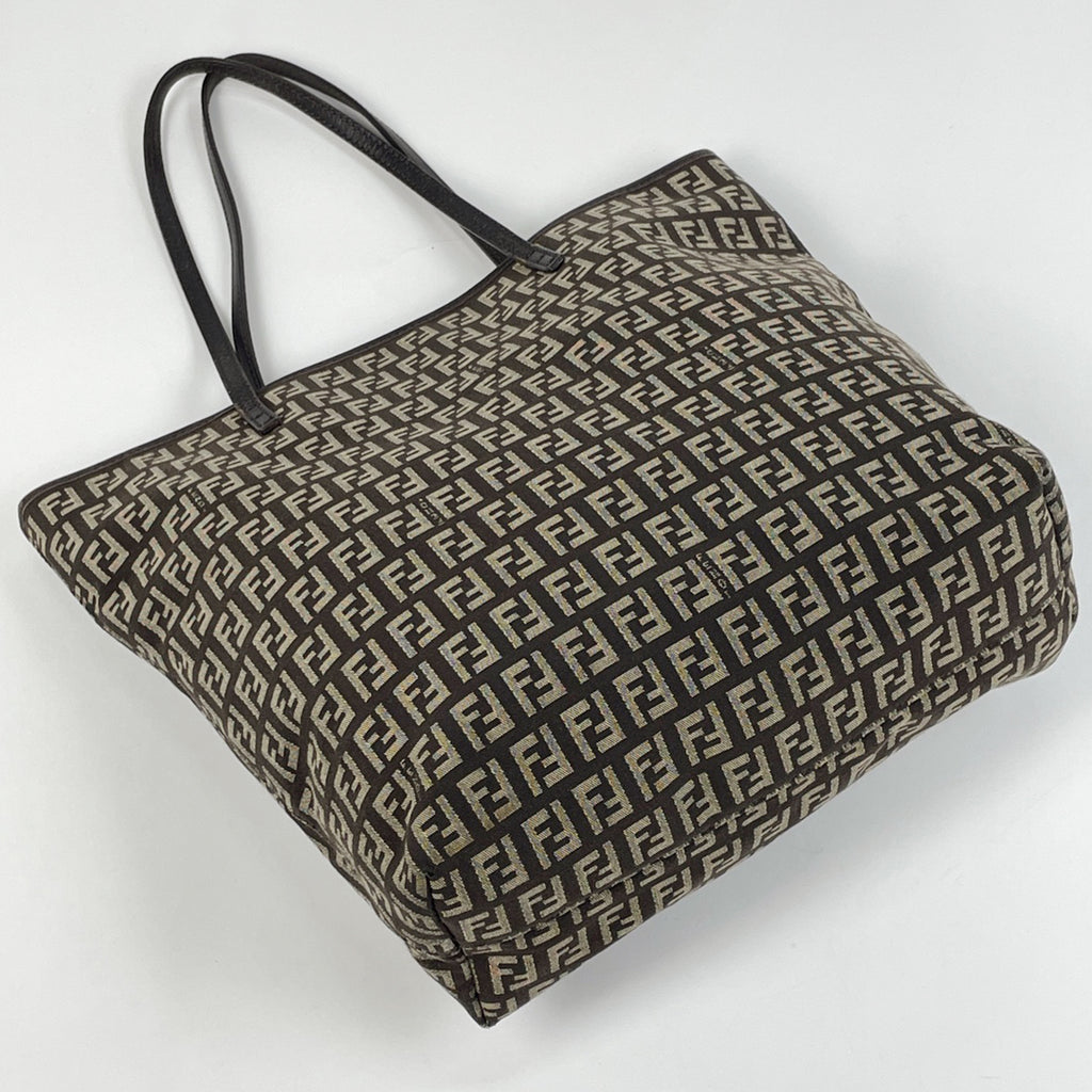 フェンディ ズッキーノ柄 トートバッグ ハンドバッグ トートバッグ キャンバス ブラウン 8BH074 レディース 【中古】brbag