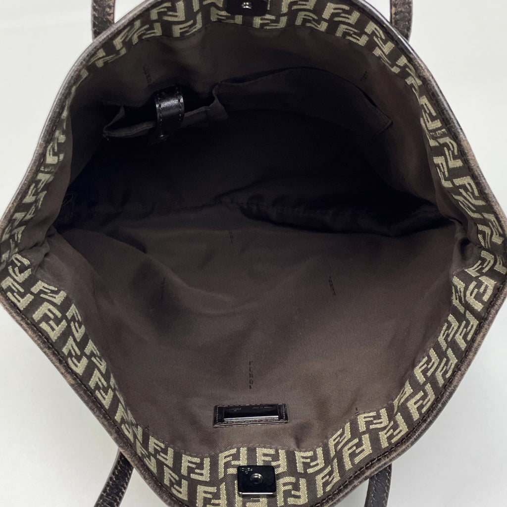 フェンディ ズッキーノ柄 トートバッグ ハンドバッグ トートバッグ キャンバス ブラウン 8BH074 レディース 【中古】brbag