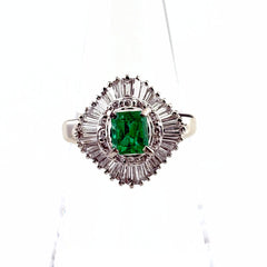 エメラルド リング 14.5号 Pt900 エメラルド ダイヤモンド レディース ノンブランドジュエリー 【中古】nbjwl