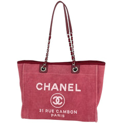シャネル ドーヴィルライン チェーン トートバッグ ココマーク ショルダーバッグ トートバッグ キャンバス レッド A67001 レディース 【中古】brbag