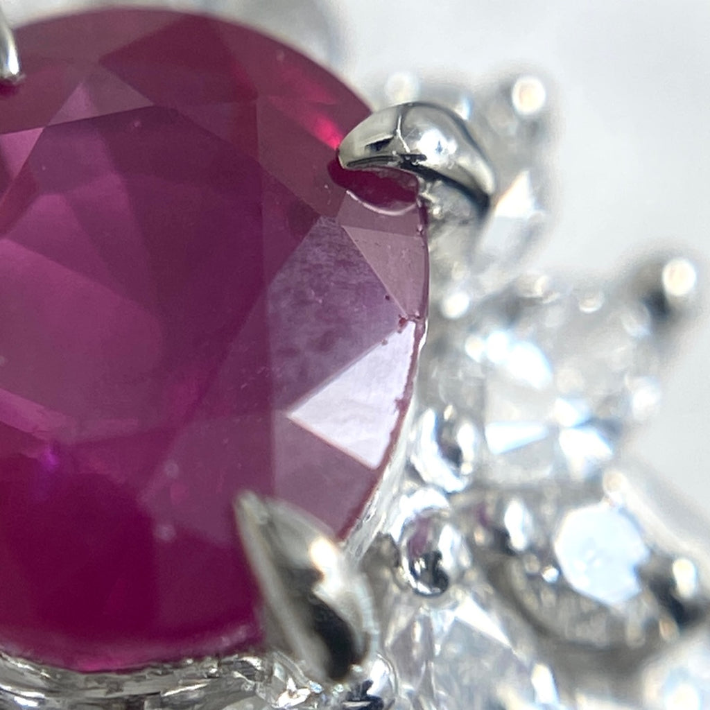 ルビー デザインリング プラチナ 指輪 メレダイヤ リング 12号 Pt900 ルビー ダイヤモンド レディース 【中古】nbjwl