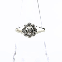 フラワーモチーフ デザインリング プラチナ 指輪 メレダイヤ 花 リング 15号 Pt900 ダイヤモンド レディース ノンブランドジュエリー 【中古】nbjwl